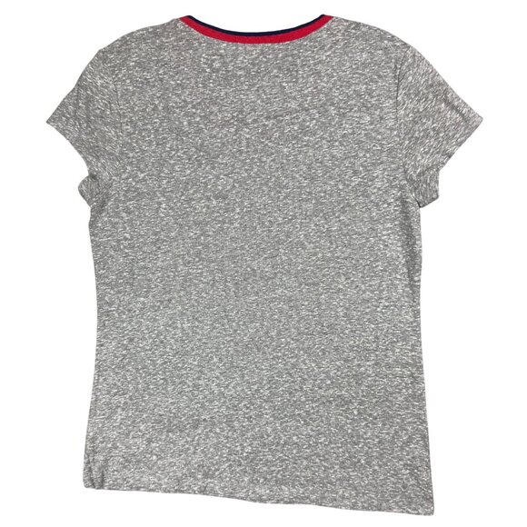 Boston Red Sox Womens 18 Heather Gray V-Neck Bling Graphic Tee By 5th & Ocean - Picture 2 of 10